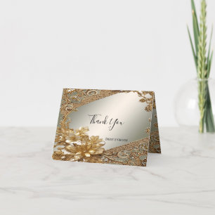 Modern Gold Ornate Floral Thank You Card