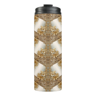 Modern Gold Ornate Floral Thermal Tumbler