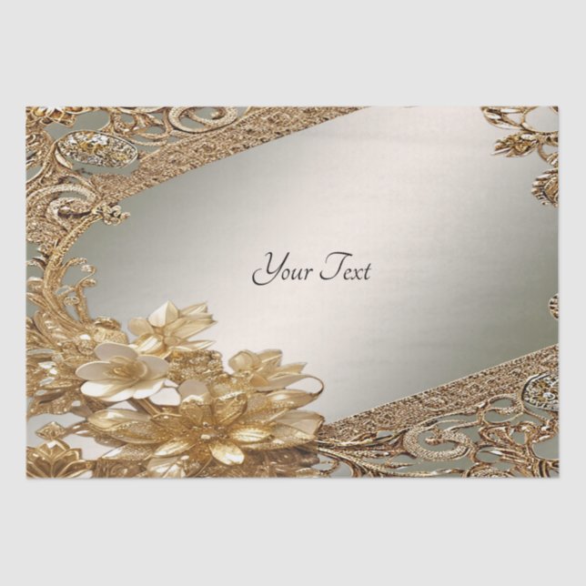 Modern Gold Ornate Floral Tissue Paper (Front)