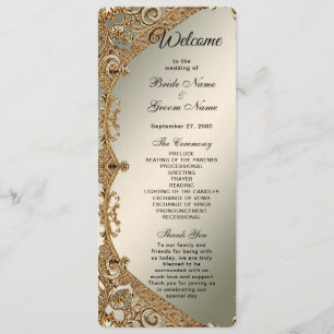 Modern Gold Ornate Floral Wedding Program Programme