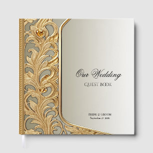Modern Gold Ornate Guest Book