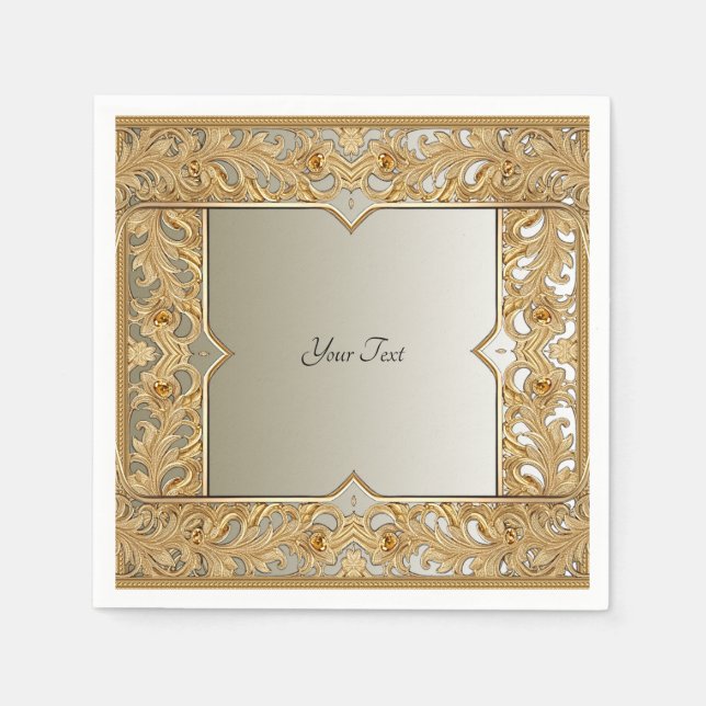 Modern Gold Ornate Napkins (Front)