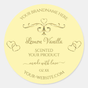 Modern Gold Ornate on Cream Product Labels Hearts