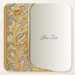 Modern Gold Ornate Paper Coaster