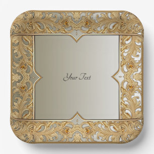 Modern Gold Ornate Paper Plate