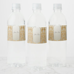 Modern Gold Ornate Water Bottle Label