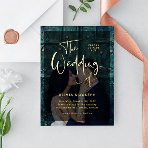 Modern Gold Overlay Photo Wedding