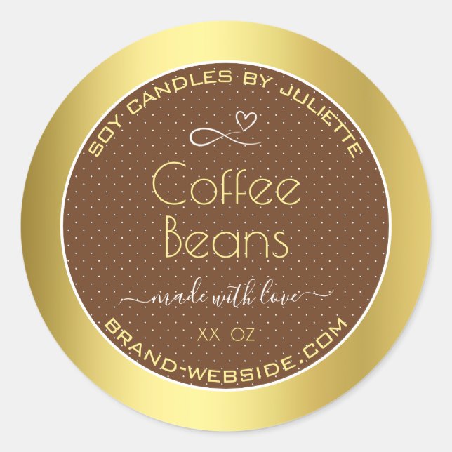 Modern Gold Packaging Labels Brown Coffee Beans (Front)