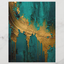 Modern Gold Paint on Teal