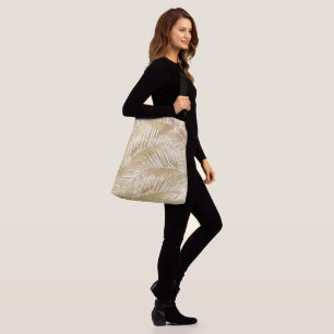Modern Gold Palm Leaf Tropical Pattern Crossbody Bag