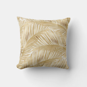 Modern Gold Palm Leaf Tropical Pattern Cushion