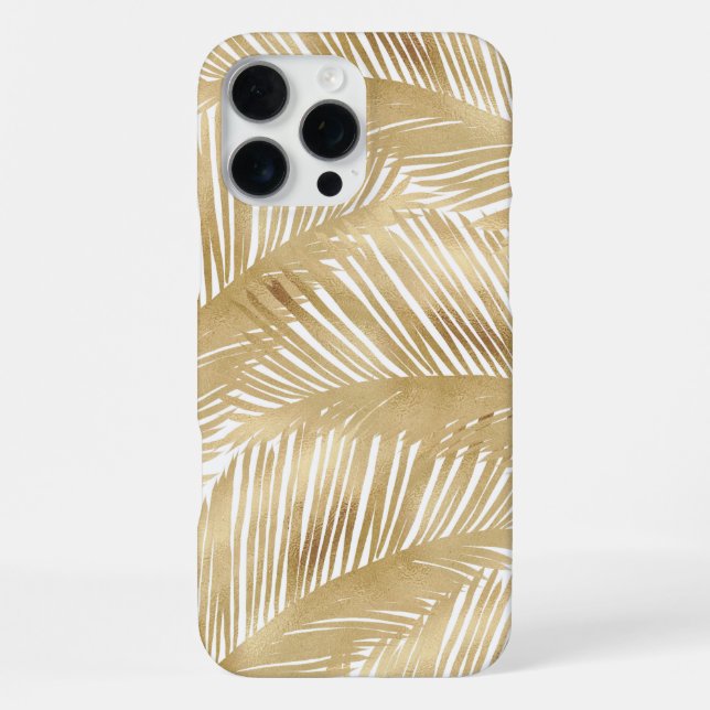 Modern Gold Palm Leaf Tropical Pattern iPhone Case (Back)