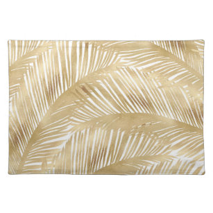 Modern Gold Palm Leaf Tropical Pattern Placemat