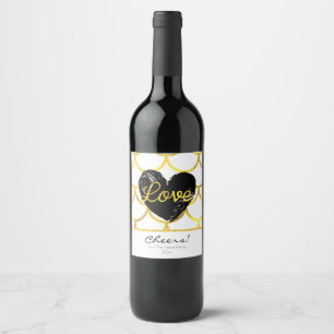 Modern Gold Pattern with a Heart Wine Label