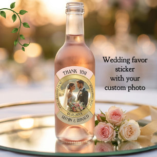 Modern Gold Peach Wedding Photo Thank You Favour Classic Round Sticker