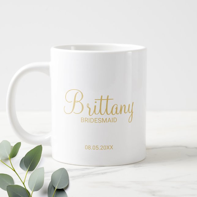 Modern Gold Personalised Bridesmaids Large Coffee Mug (Creator Uploaded)