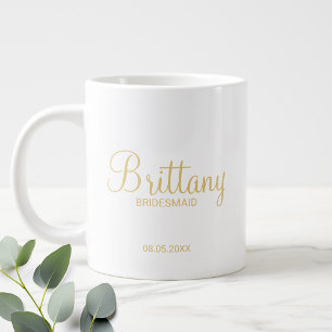 Modern Gold Personalised Bridesmaids Large Coffee Mug