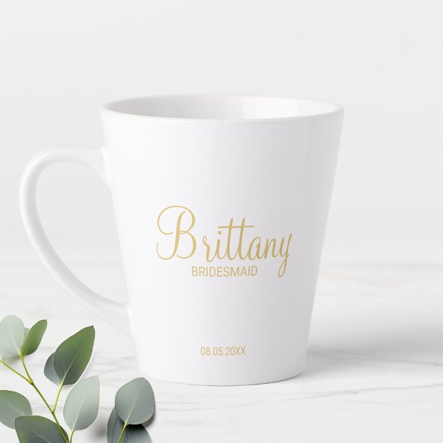 Modern Gold Personalised Bridesmaids Latte Mug (Creator Uploaded)