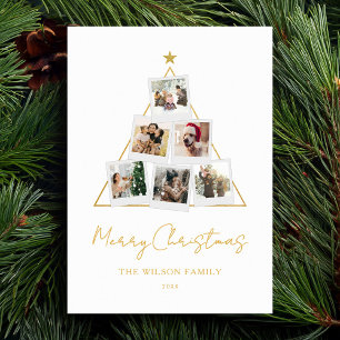 Modern Gold Photo Collage Christmas Holiday Card