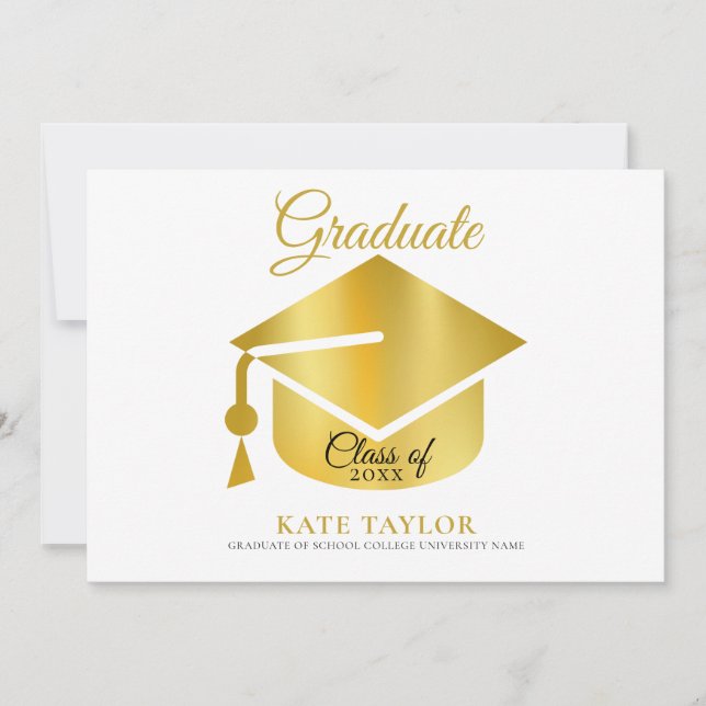 Modern Gold Photo Graduation Announcement (Front)