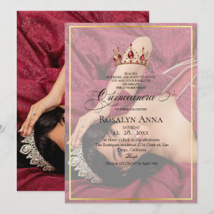 Modern Gold Photo Princess Quinceañera Invitation