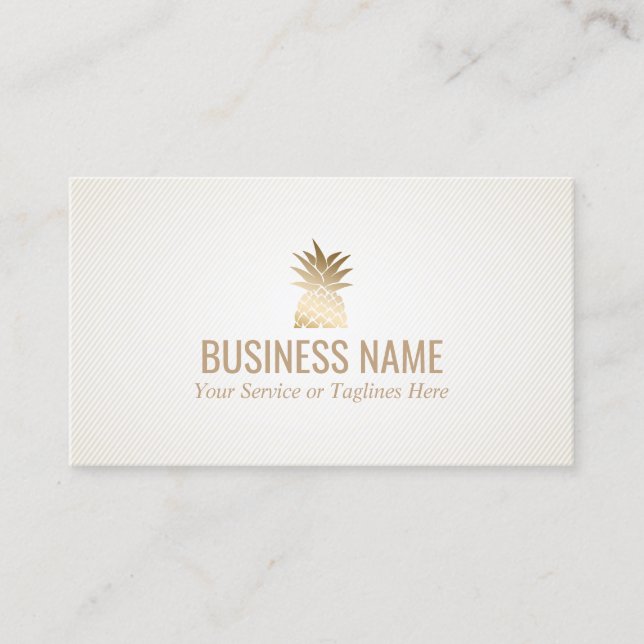 Modern Gold Pineapple Logo Event Planning Business Card (Front)