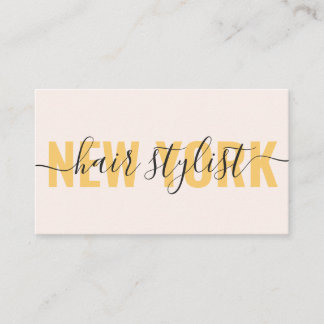 Modern gold pink hair stylist script signature business card