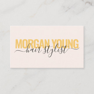 Modern gold pink hair stylist script signature business card