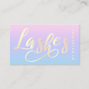 Modern gold pink purple blue lashes extension business card