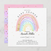 Modern Gold Pink Rainbow Baby Shower