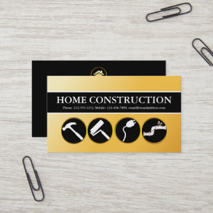 Modern Gold Plated Layer Construction Handyman Business Card