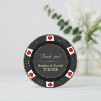 Modern Gold Poker Chip Wedding Thank You