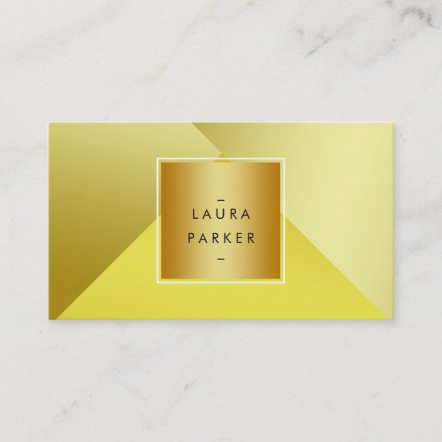 Modern Gold Polygon Geometric Contemporary Business Card (Front)