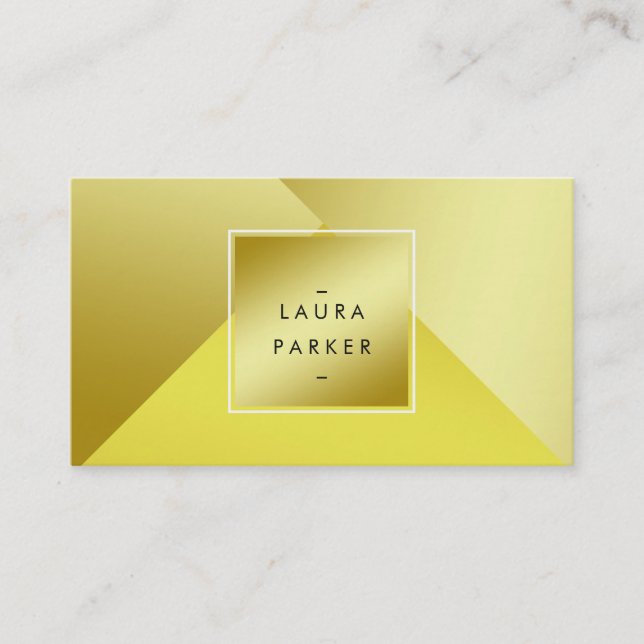 Modern Gold Polygon Geometric Contemporary Business Card (Front)