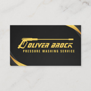 Modern Gold Pressure Washing Power Washer Gun Business Card