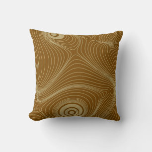 Modern Gold Psychedelic Topographic Line Art Throw Cushion
