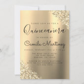 Modern Gold Quinceanera Glitter Party Invitation (Front)