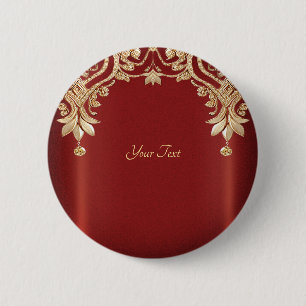 Modern Gold Red Floral Button