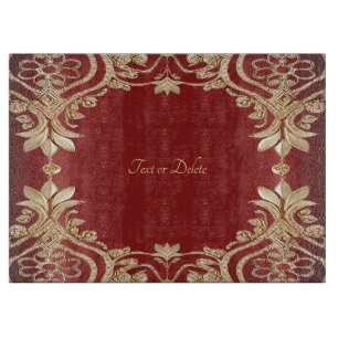 Modern Gold Red Floral Cutting Board