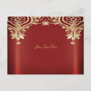 Modern Gold Red Floral Postcard