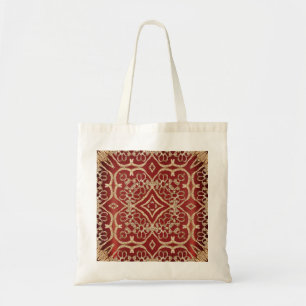 Modern Gold Red Floral Tote Bag