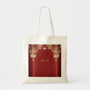 Modern Gold Red Floral Tote Bag