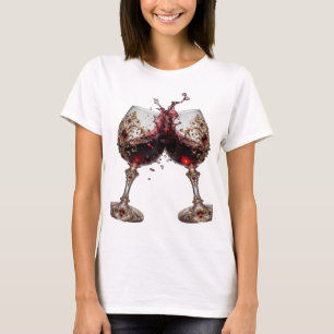 Modern Gold RED WINE GLASSES Artistic Motif T-Shirt