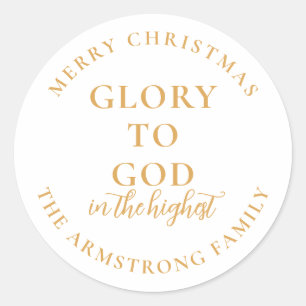 Modern Gold Religious Christmas Gift Classic Round Sticker