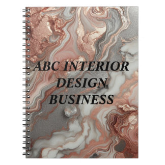 Modern gold rose silver marble texture typography  notebook
