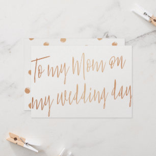 Modern Gold Rose "To my mum on my wedding day" Card
