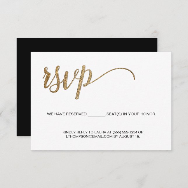 Modern Gold RSVP no mailing Reserved Seat Simple Enclosure Card (Front/Back)
