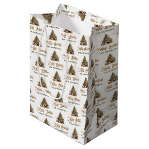 Modern gold sage greenery and rusty Christmas tree Medium Gift Bag