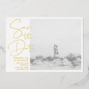 Modern gold save the date chic typography photo