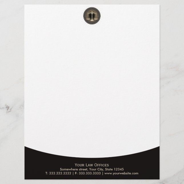 Modern Gold Scale of Justice Lawyer Attorney Legal Letterhead Design (Front)